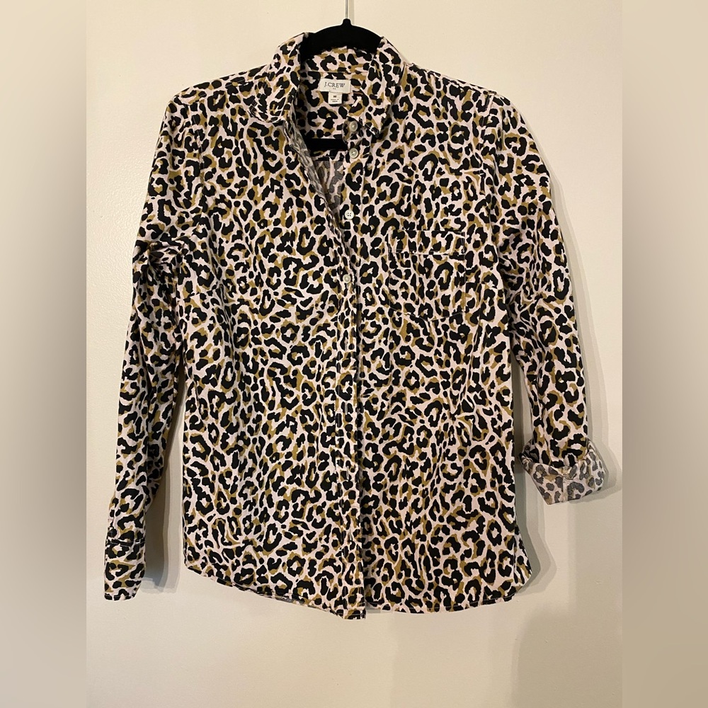 J. Crew leopard button down